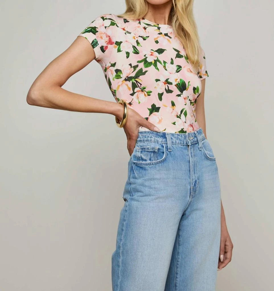 L'Agence L'Agence - Ressi Short Sleeve Rose Print Tee 4