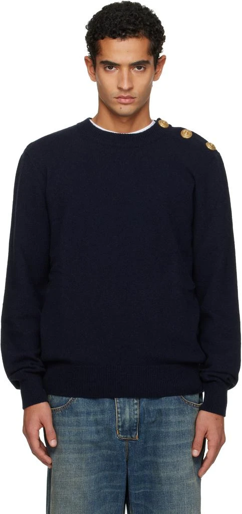 Balmain Navy Eco-Cashmere Sweater 1