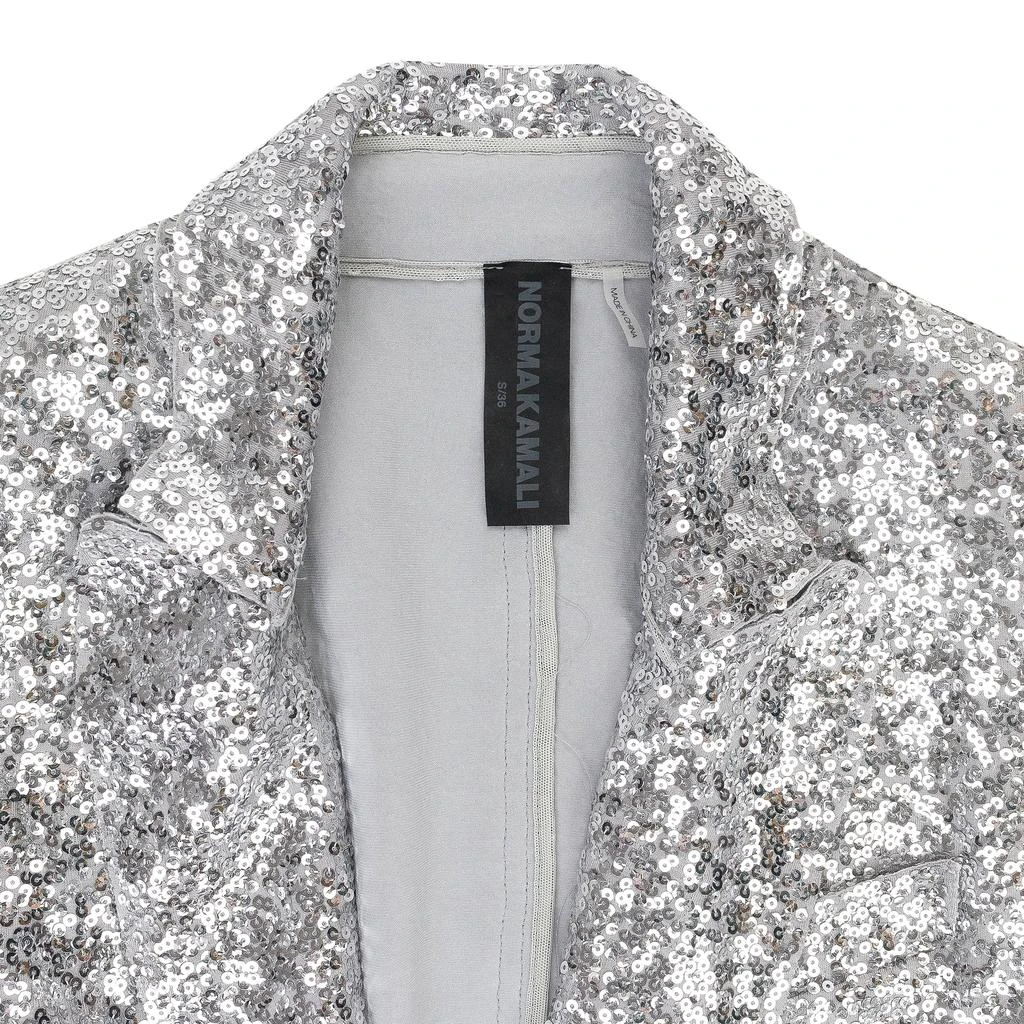 Norma Kamali OVERLAPPING SEQUIN SINGLE BREASTED SILVER JACKET 1