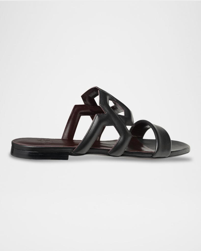Bougeotte Leather Link Flat Slide Sandals
