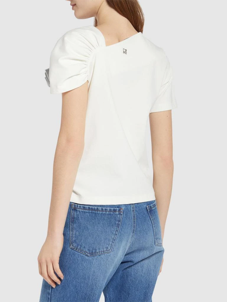 GIUSEPPE DI MORABITO Embellished Cotton Blend Top W/ Rose 2