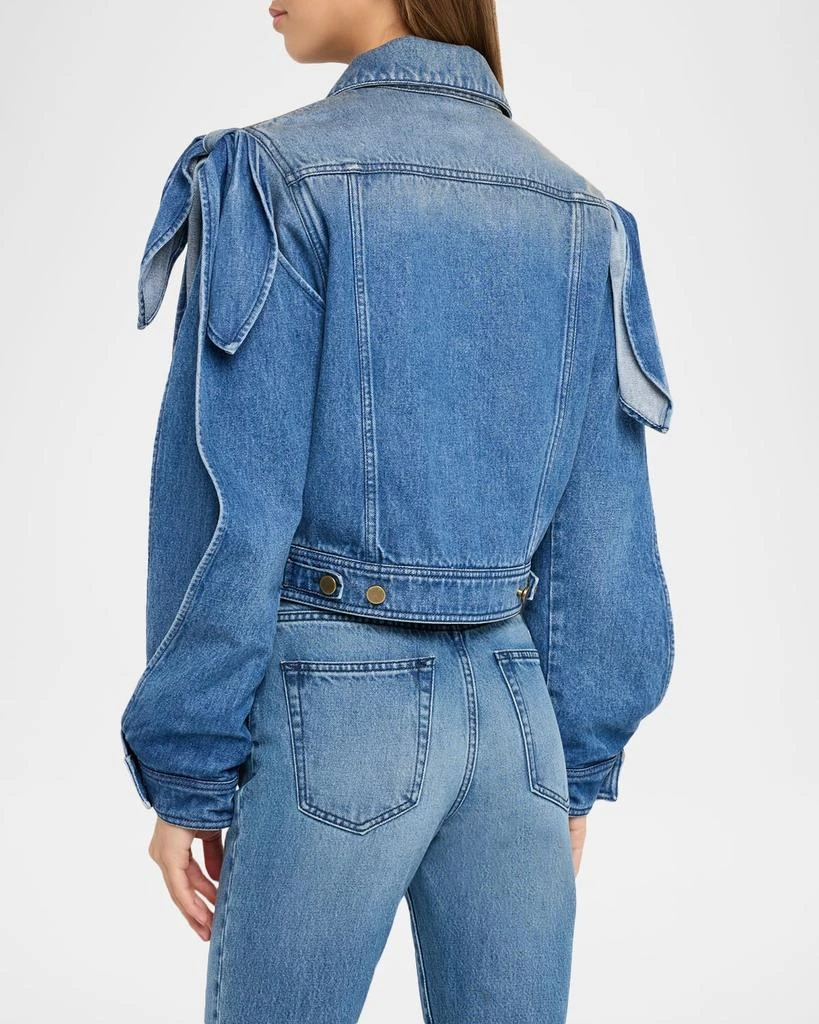 Gabriela Hearst Briella Tie Slit-Sleeve Denim Jacket 3