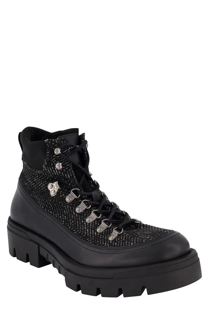 KARL LAGERFELD PARIS Mixed Media Lug Sole Combat Boot 1