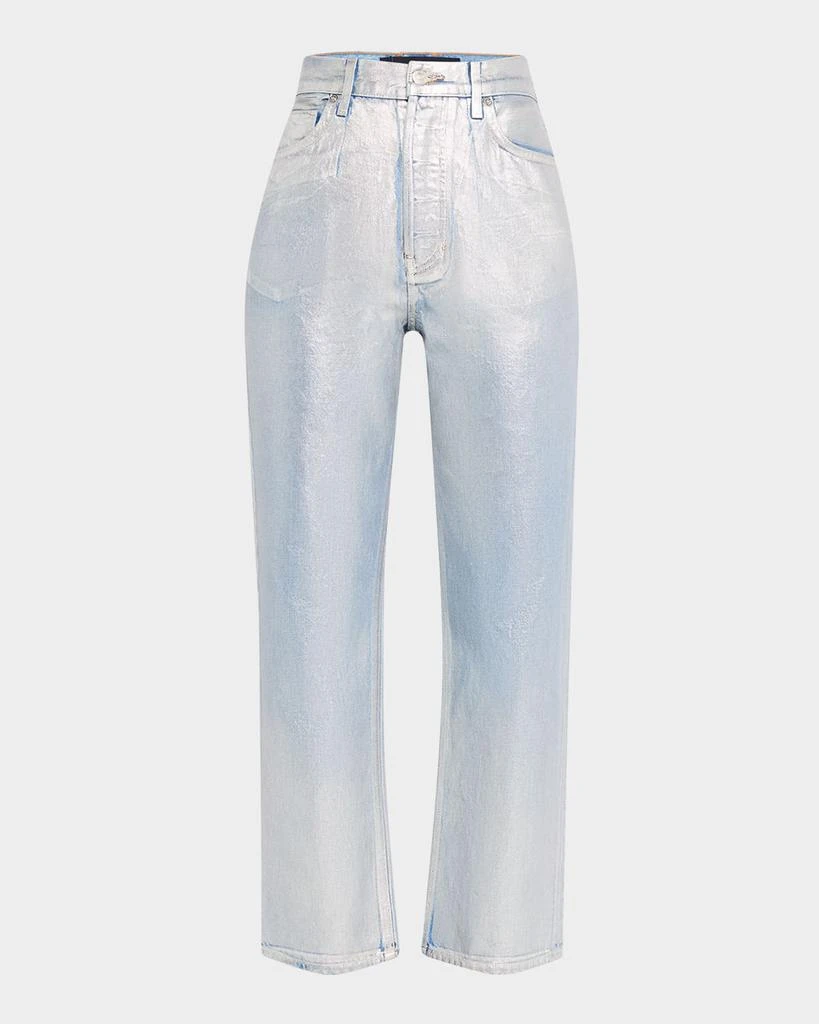VERONICA BEARD Daniela High-Rise Ankle Straight Metallic Jeans 1