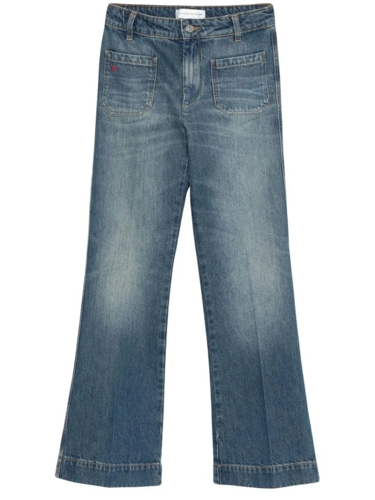 Victoria Beckham Classic Flared Mid-Rise Jeans In Light Blue Wash 1