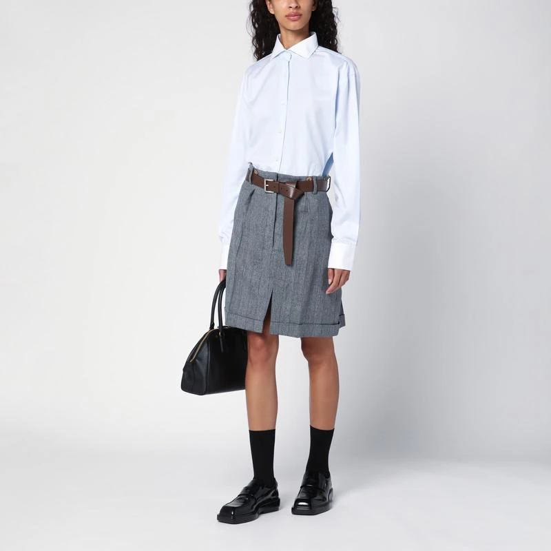 Prada Grey wool skirt with belt 2