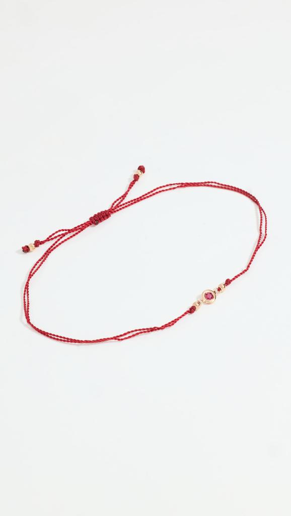 Zoe Chicco 14k Gold Floating Ruby On Red Cord Bracelet