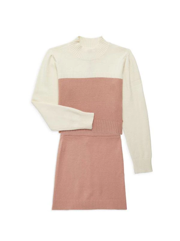 BCBG ​Little Girl’s 2-Piece Colorblock Sweater & Skirt Set 1