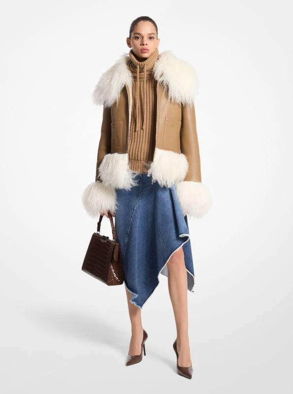 Michael Kors Plongé Leather and Mongolian Shearling Jacket 1