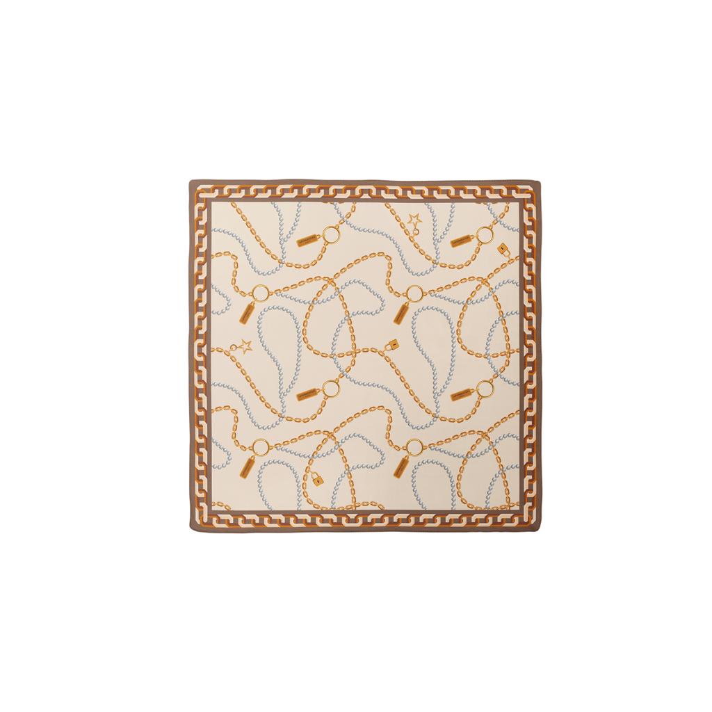 LePARMENTIER Paris Heritage Chain and Pearls Silk Bandana
