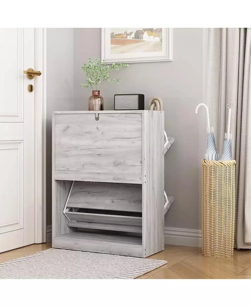 Homsee Shoe Cabinet with 2-Shutter Door, Shoe Rack 5