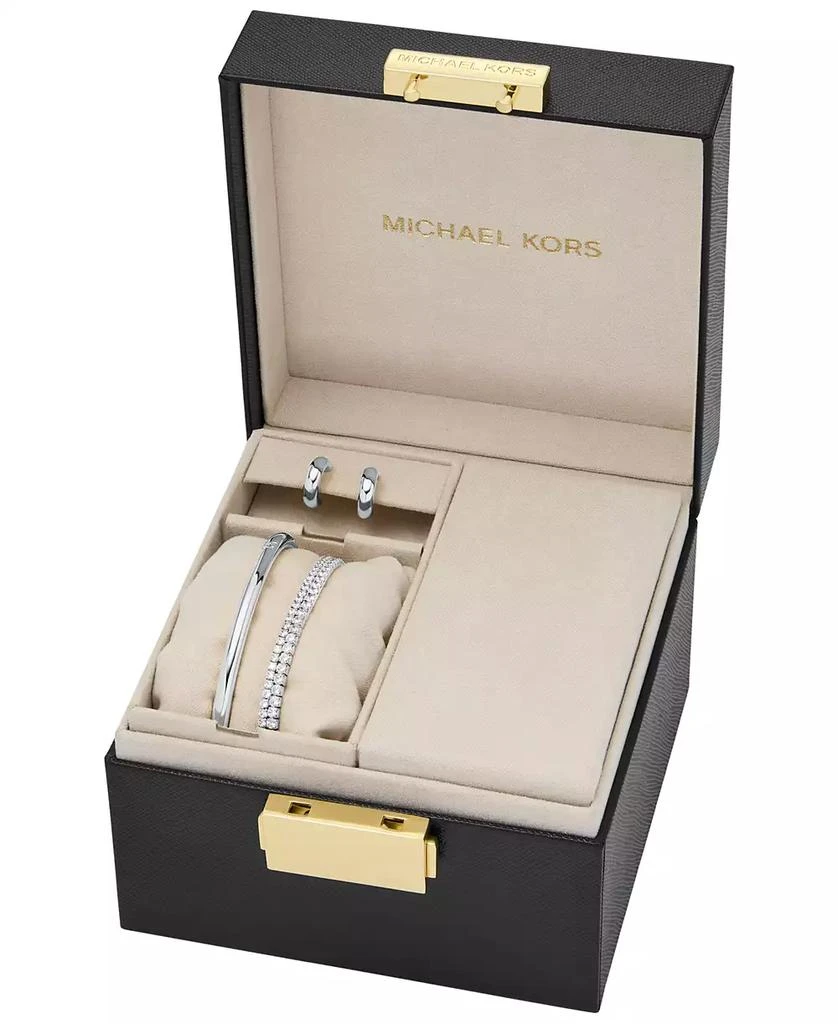 Michael Kors Platinum-Plated Brass Bracelet and Earrings Set 2