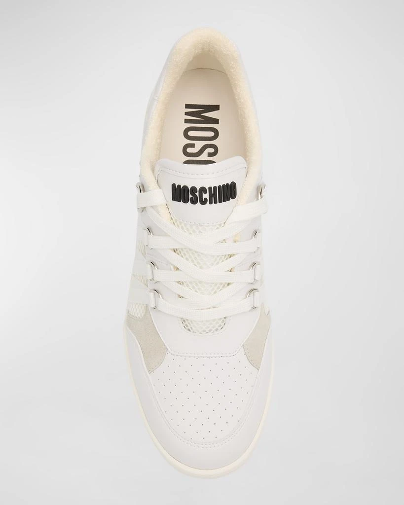 Moschino Men's Streetball Mesh and Leather Low-Top Sneakers 5