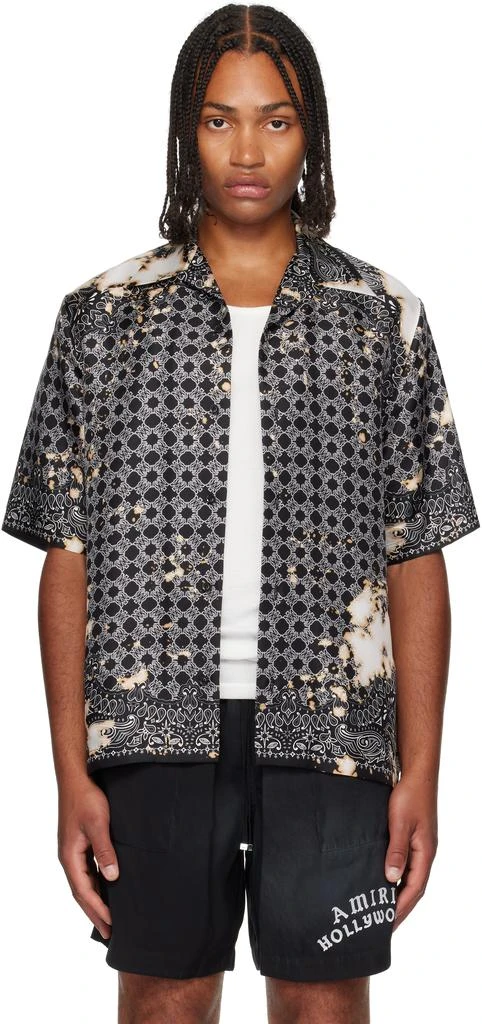 AMIRI Black Bleach Bandana Bowling Shirt 1
