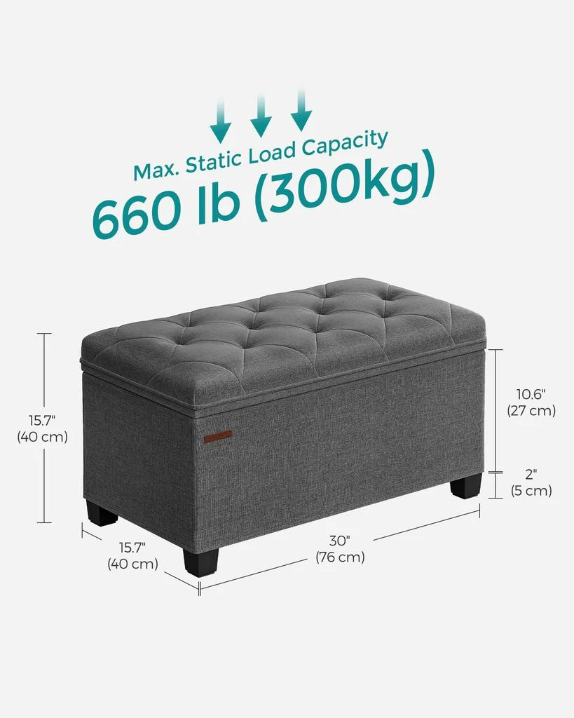 BreeBe Storage Ottoman Bench Dark Gray 4