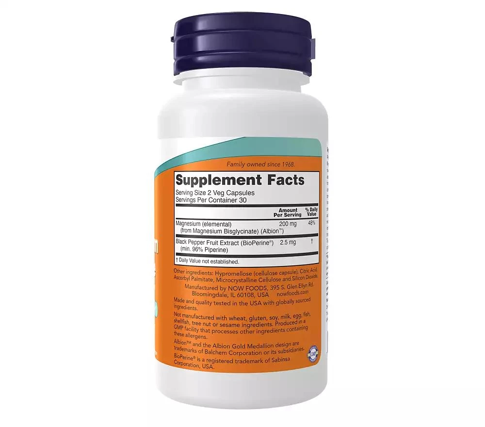 Now Foods Magnesium Glycinate with BioPerine ,180 VegCaps 2