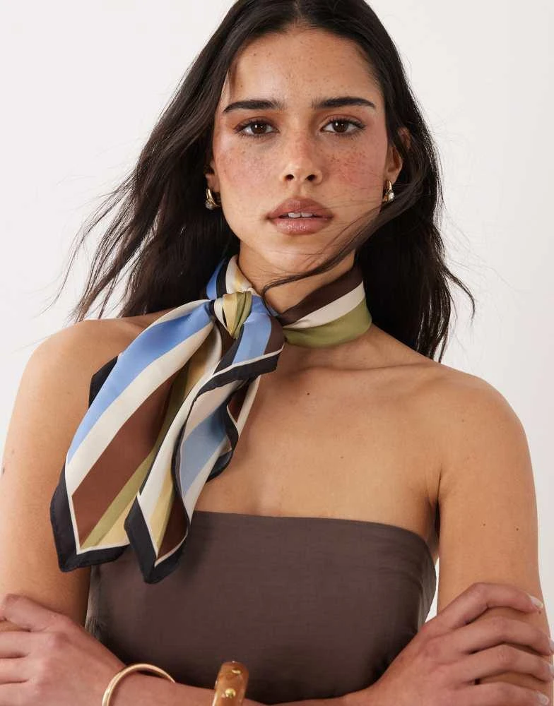 Mango Mango neck scarf in multi stripe