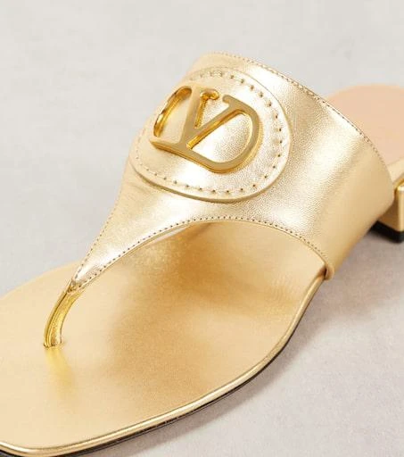 Valentino VLogo Signature metallic leather thong sandals 5