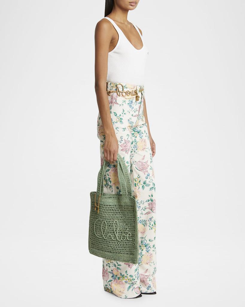 大人気！Chloe Summer Banana Crochet Tote Bag CH25US901P08001 Chloe Summer Banana Tote Bag in Crochet Fabric | Neiman Marcus