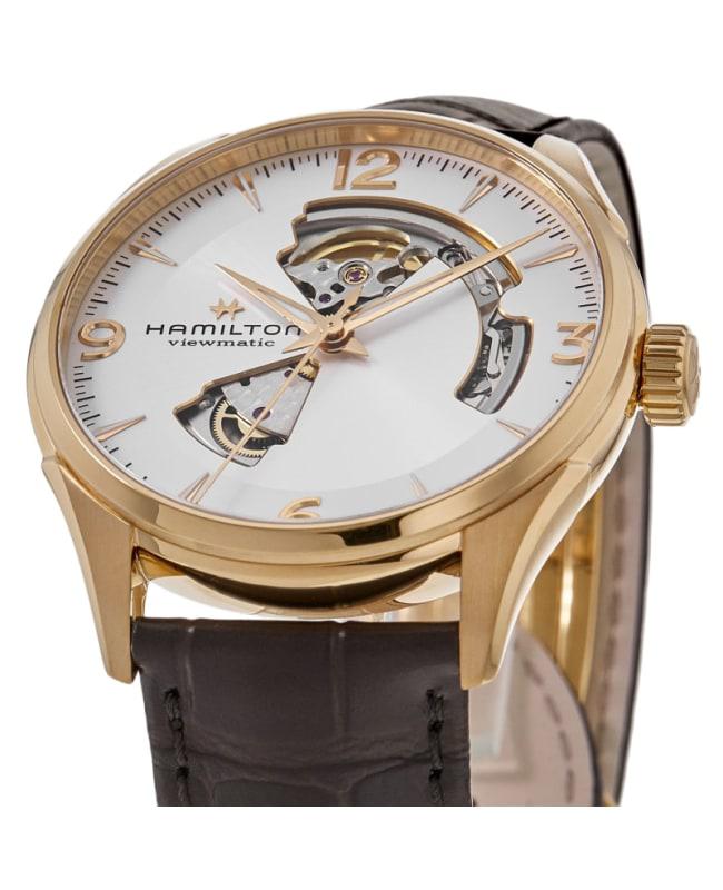 Hamilton Hamilton Jazzmaster Open Heart Silver Dial Brown Leather Strap Men's Watch H32735551