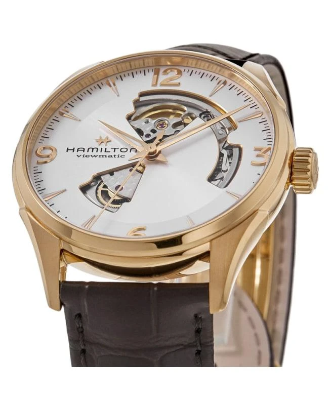 Hamilton Hamilton Jazzmaster Open Heart Silver Dial Brown Leather Strap Men's Watch H32735551 2
