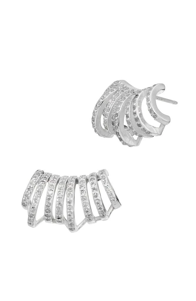 Savvy Cie Jewels 18K GOLD PLATED OVER STERLING SILVER .925 MULTI STRAND CZ EARRINGS 3