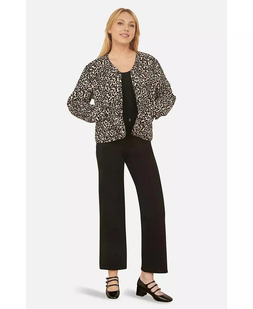 Yumi Women
s Leopard Print Round Neck Boxy Jacket