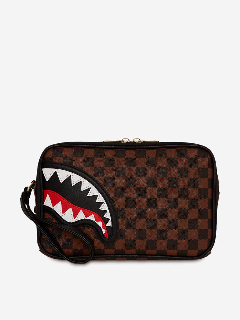 SprayGround Kids Sawtooth Sharks In Paris Toiletry Brick in Brown (25cm)