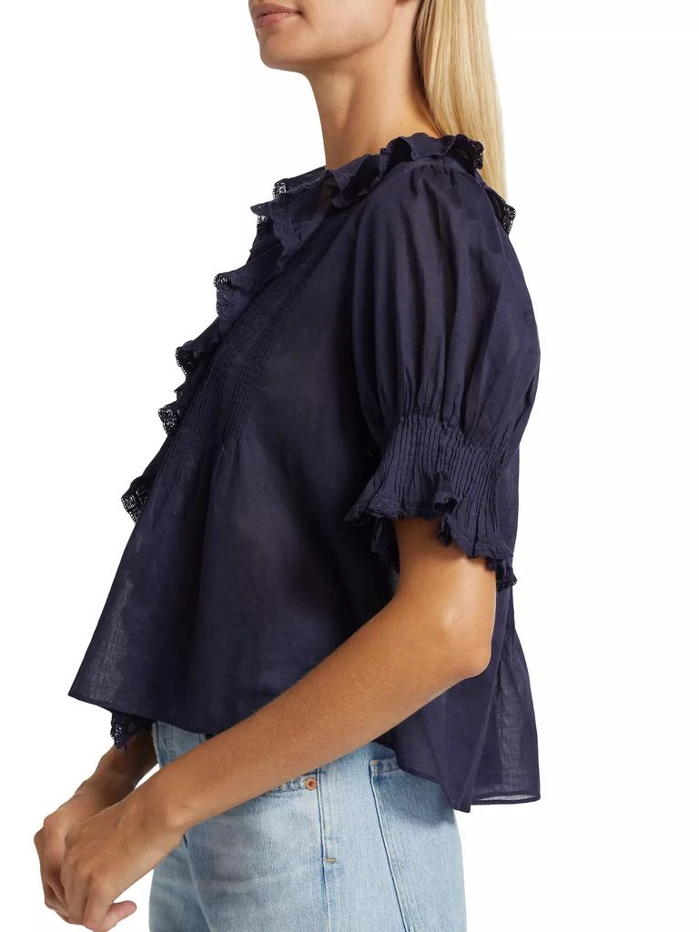 DÔEN Henri Ruffled Cotton Short-Sleeve Blouse 6
