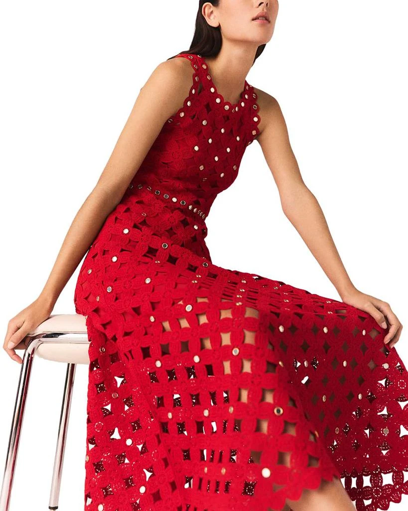 Maje Crochet Dress with Mirror Embellishments 6