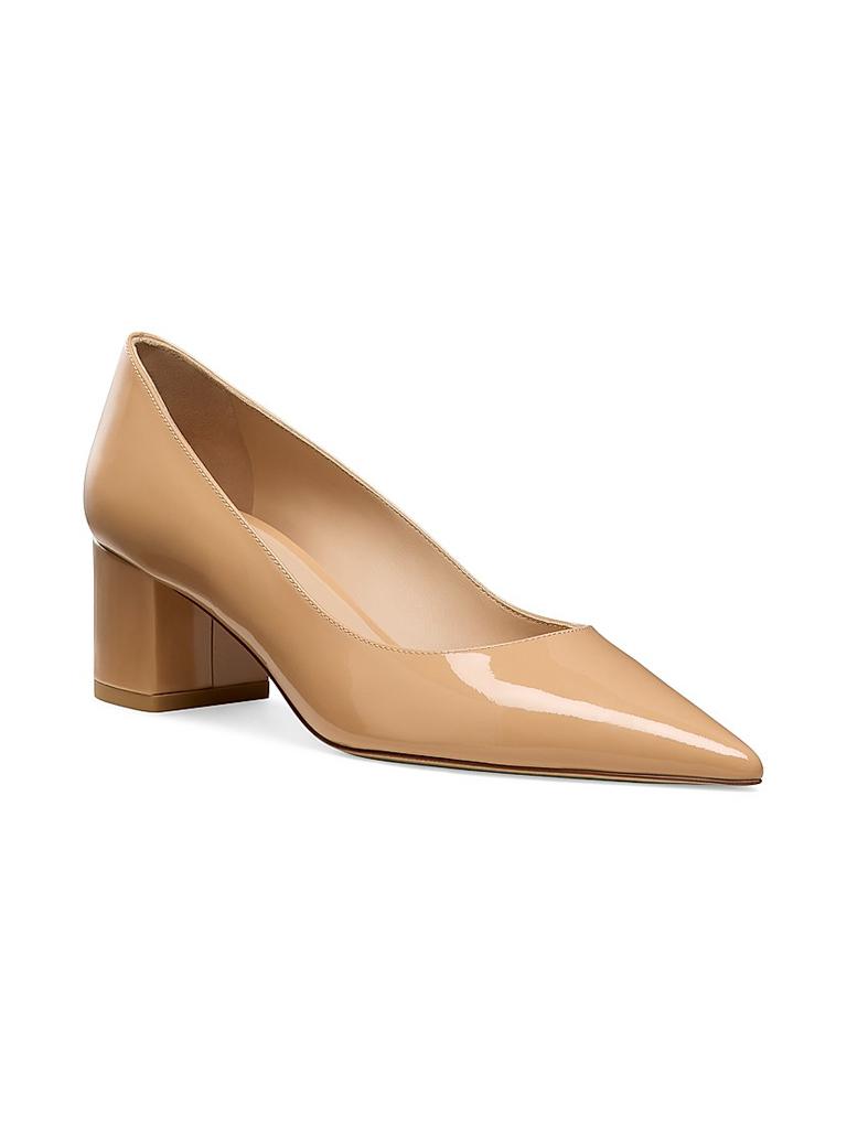 Stuart Weitzman Power 50MM Leather Block-Heel Pumps