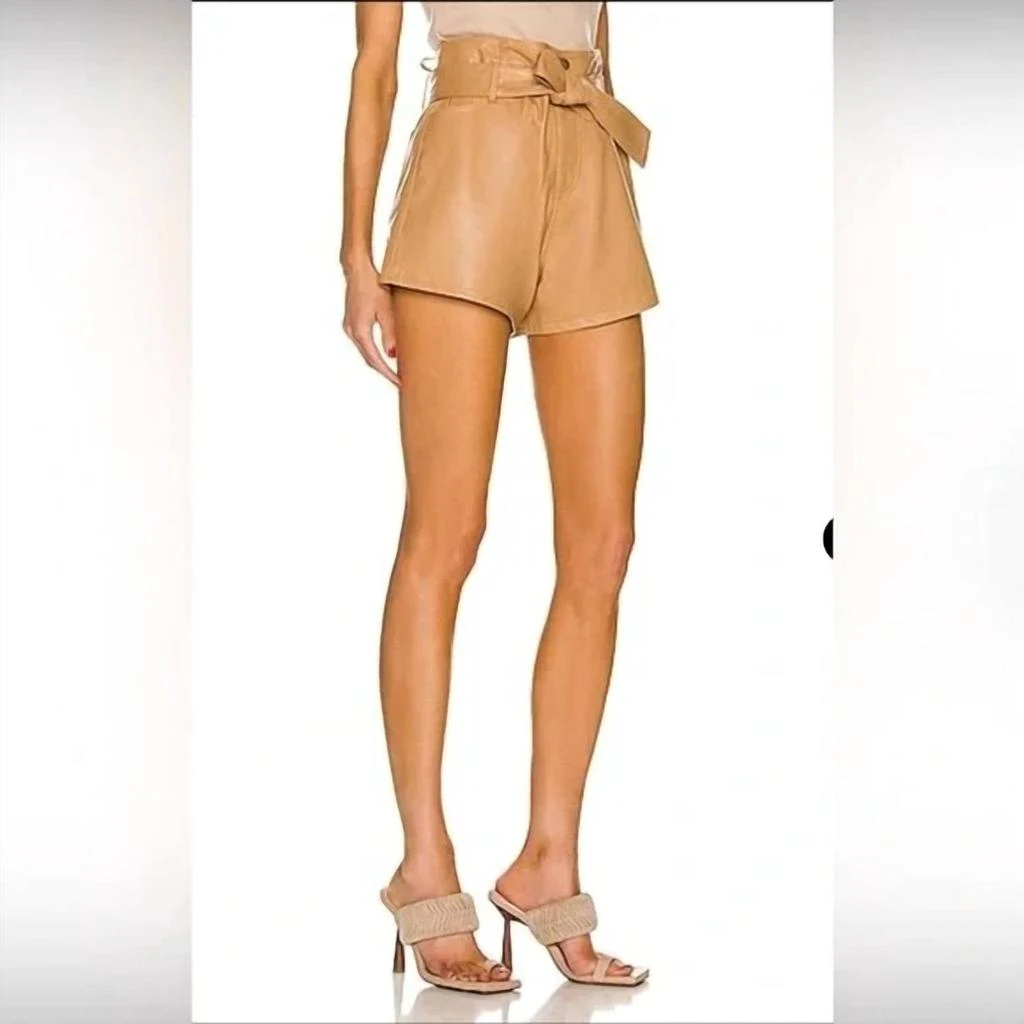 MARISSA WEBB Banks Paperbag Leather Boyfriend Shorts In Fawn 4