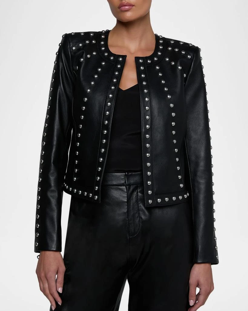 L
Agence Fia Studded Collarless Leather Jacket 4