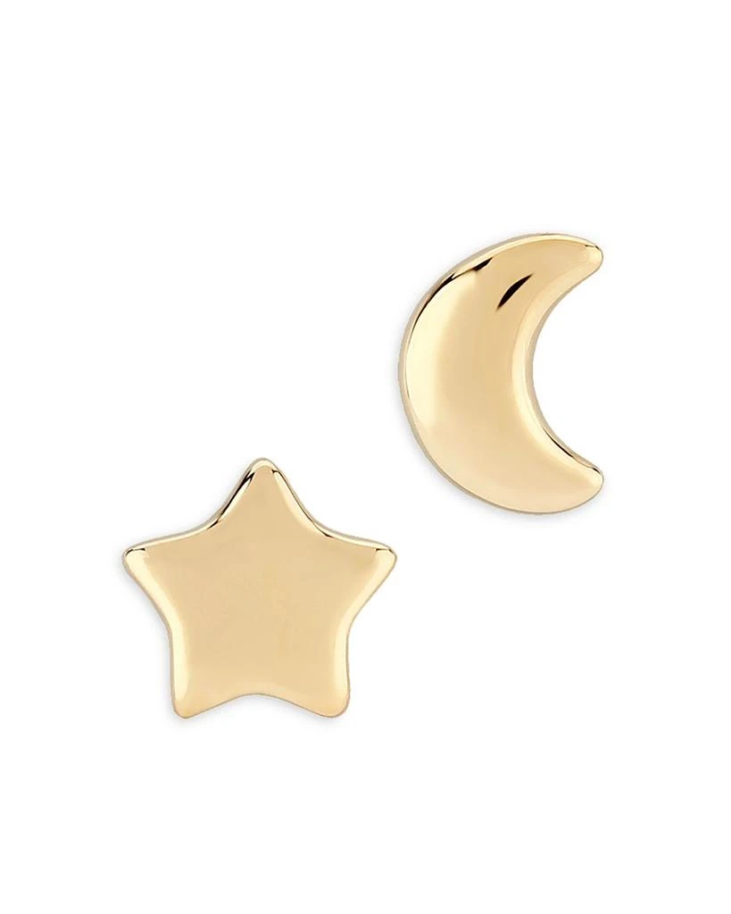 Bloomingdale's Star & Moon Mismatch Stud Earrings in 14K Yellow Gold 1