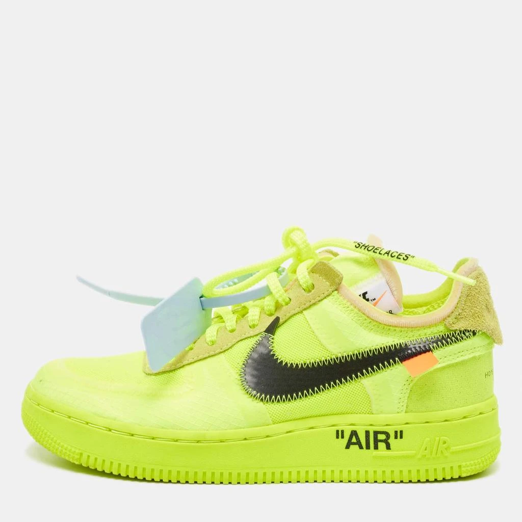 Off-White Off-White x Nike Green Mesh and Suede Force 1 Low White Volt Sneakers Size 36 1