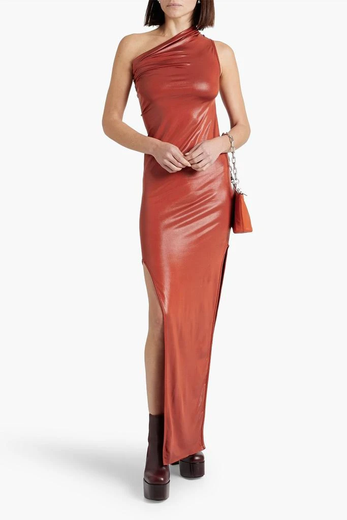 Rick Owens Sivaan one-shoulder metallic stretch-jersey maxi dress 2