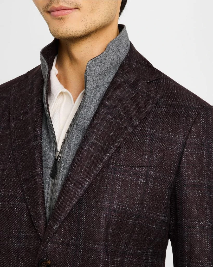 Neiman Marcus Men's Windowpane Sport Coat with Solid Vest 5