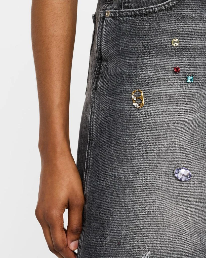 Marc Jacobs Charm Embellished Denim A-Line Skirt 5