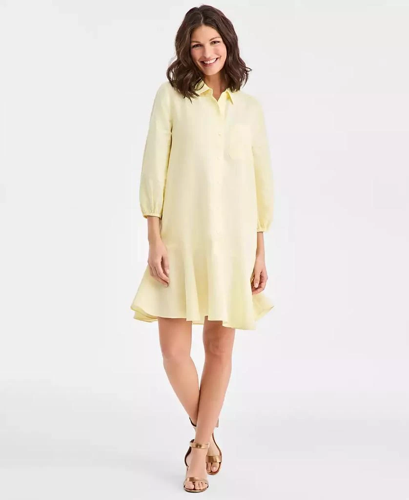 Charter Club Women's 100% Linen Flounce Shirtdress, Created for Macy's 1