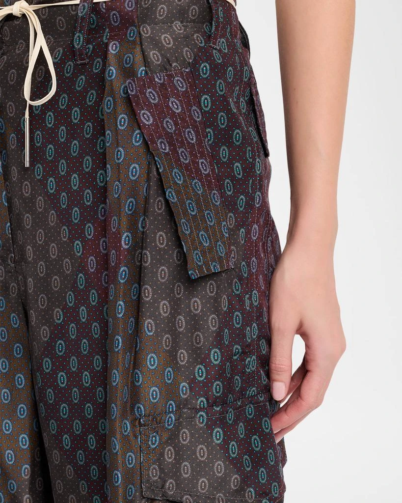 Dries Van Noten Polk Multi-Print Silk Straight-Leg Cargo Pants 5
