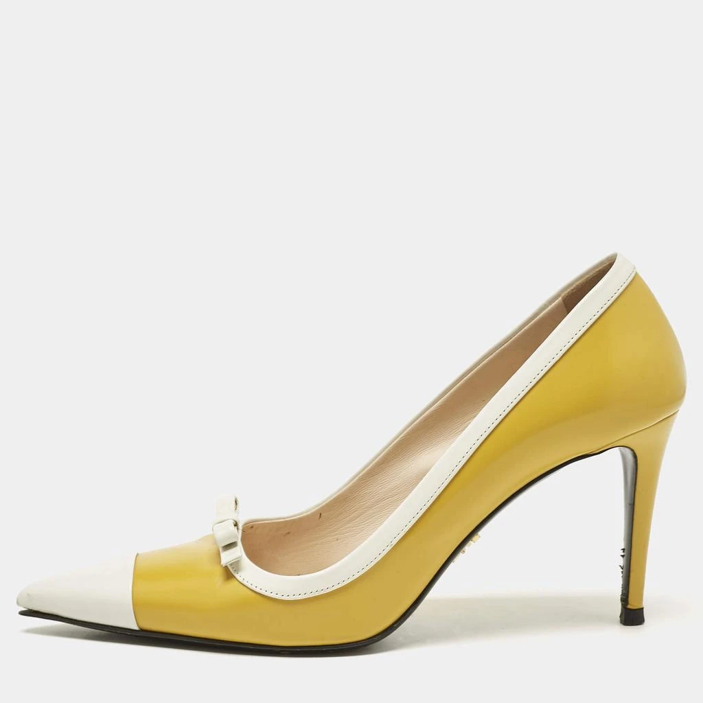 Prada Prada Two Tone Leather Bow Pointed Toe Pumps Size 39 1