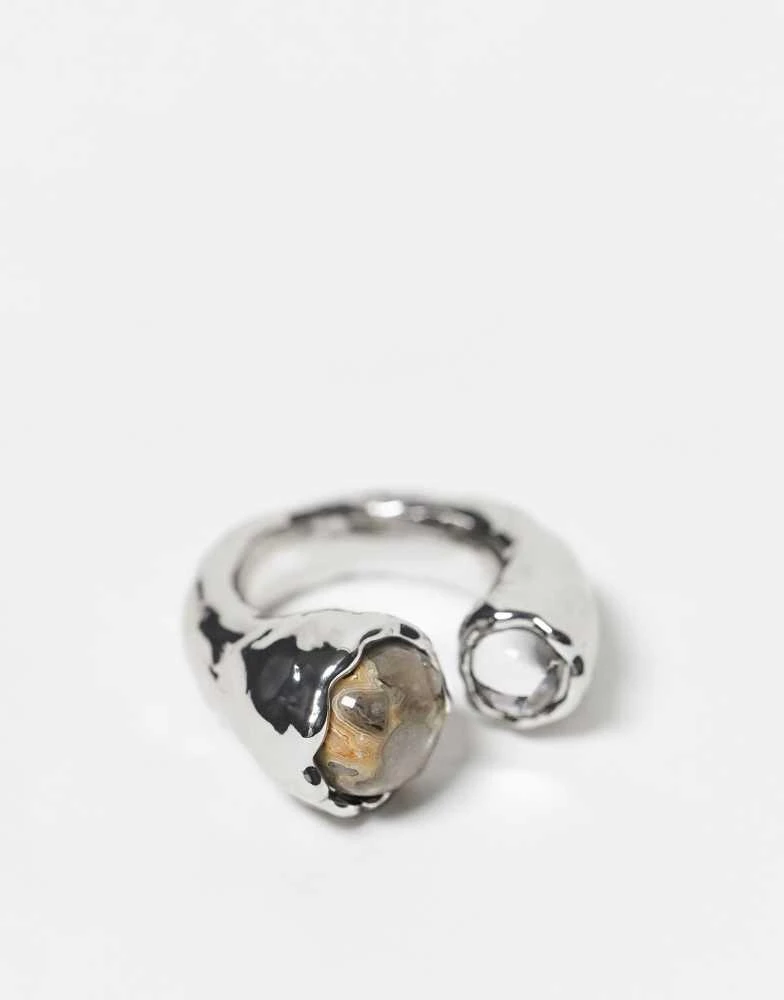Weekday Weekday double stone ring in silver