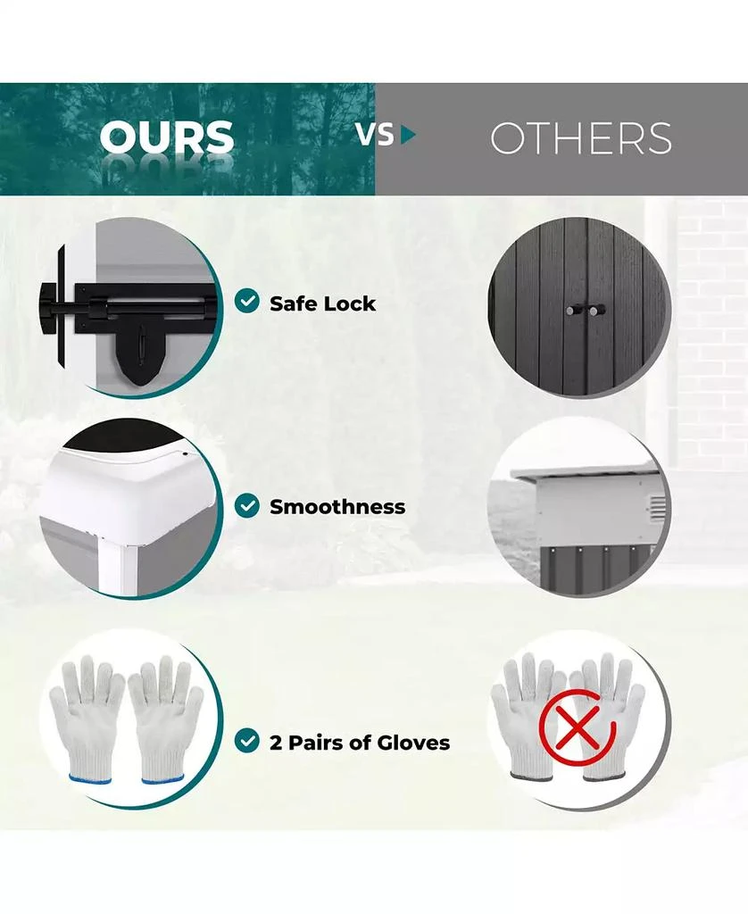 Streamdale Furniture 6x6 FT Waterproof Resin, Lockable Doors Outdoor Storage Shed 4