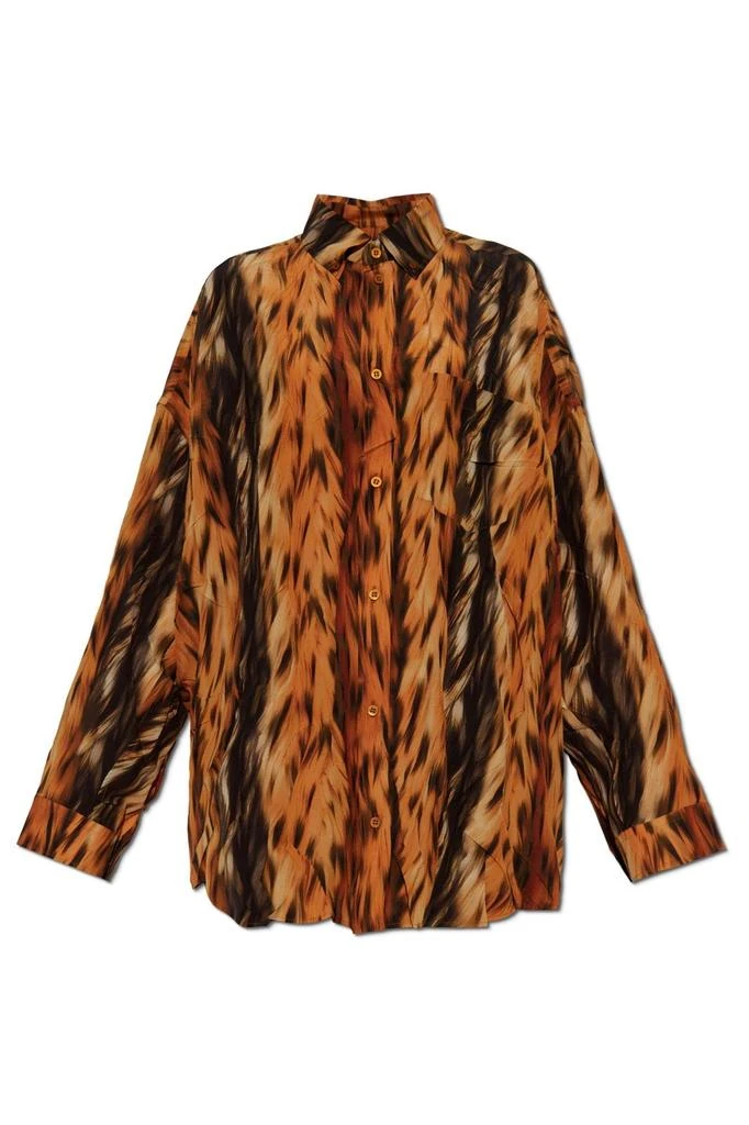 Balenciaga Balenciaga Fur Print Collared Long-Sleeve Shirt from Cettire