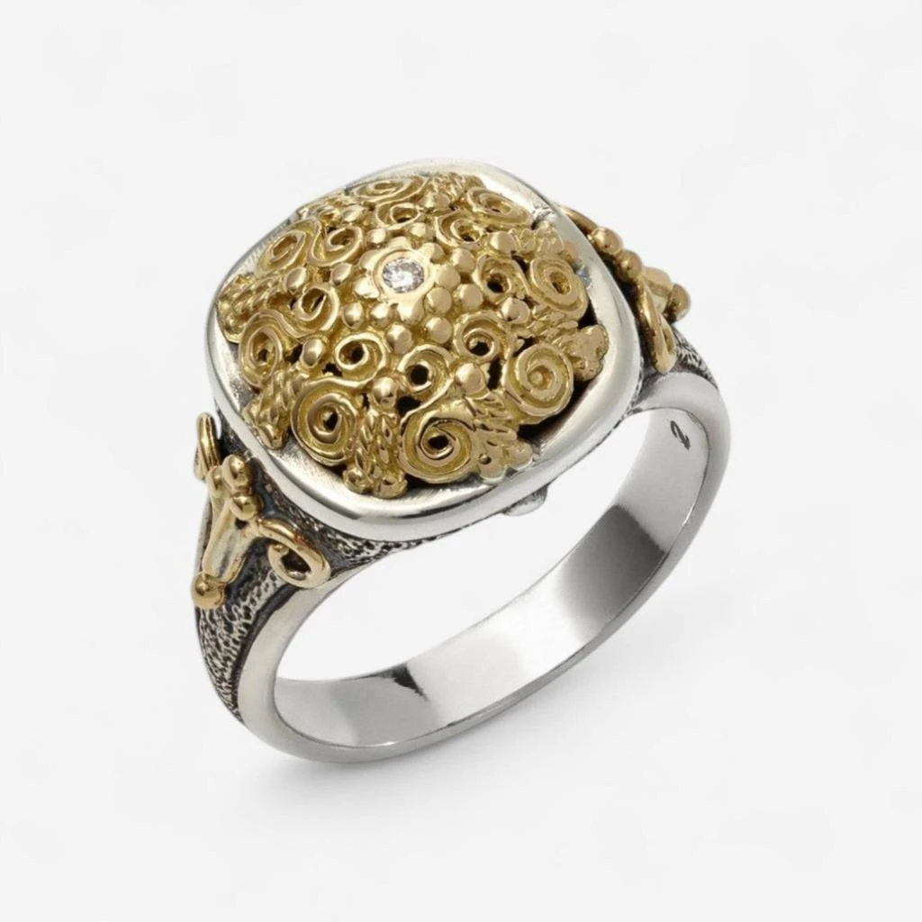 Konstantino Konstantino Sterling Silver 
18K Yellow Gold Diamond Ring Sz. 7 DKJ90-109-S7-copy