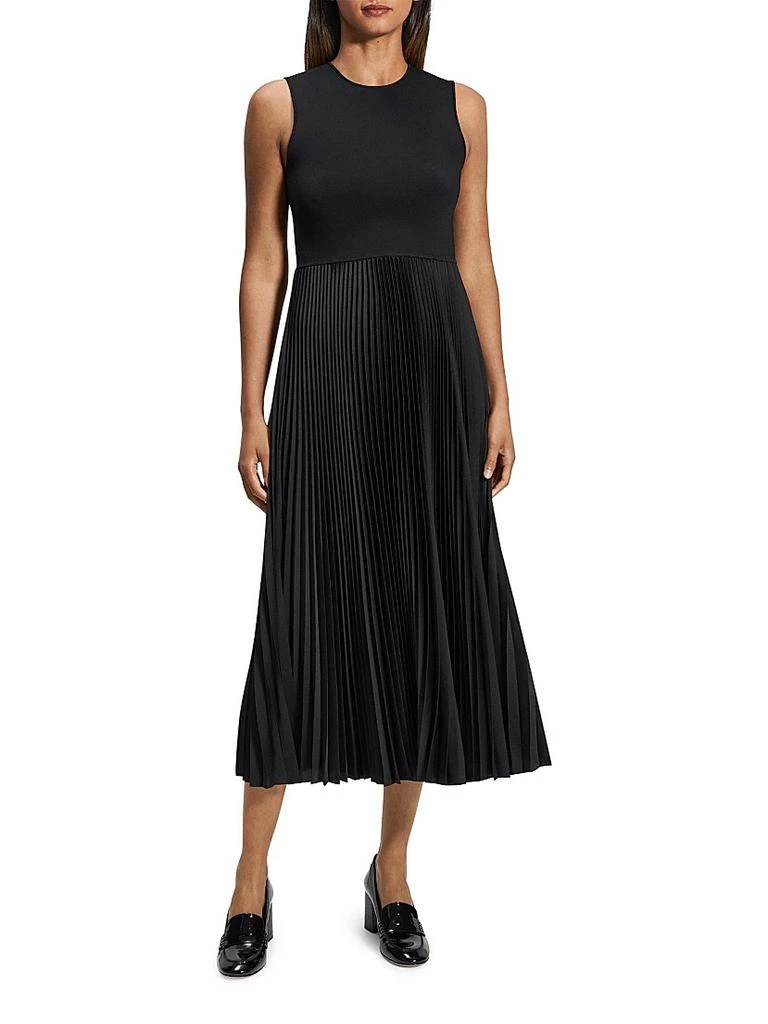Theory Satin Sunburst Pleated Midi-Dress 2