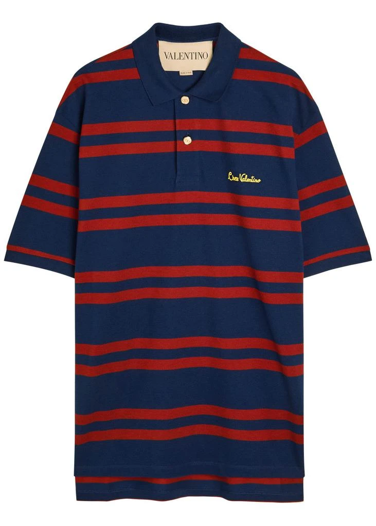 Valentino Chez Valentino striped piqué cotton polo shirt 1