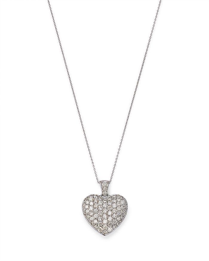 Bloomingdale's Diamond Pavé Heart Pendant Necklace in 14K White Gold, 1.50 ct. t.w.
