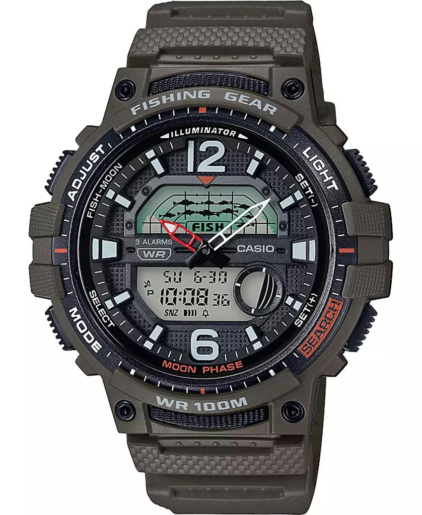 Casio Men's Digital Fishing Gear Green Resin Strap Watch 48mm 1