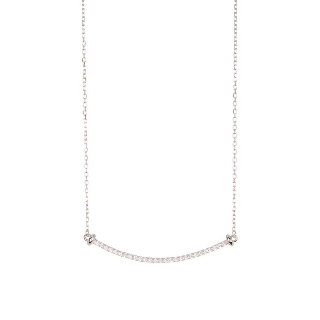 ADORNIA Crystal Curved Bar Necklace silver